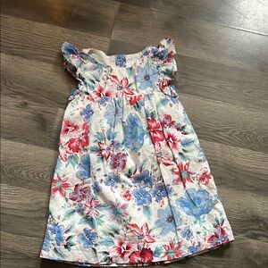 Floral Kids Dress in Blue and Red